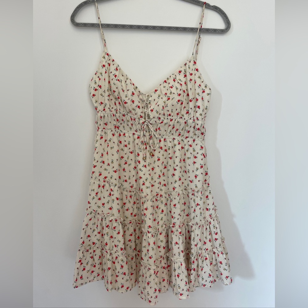 Saints + Secrets Ivory Strapless Floral Dress Size M NWT